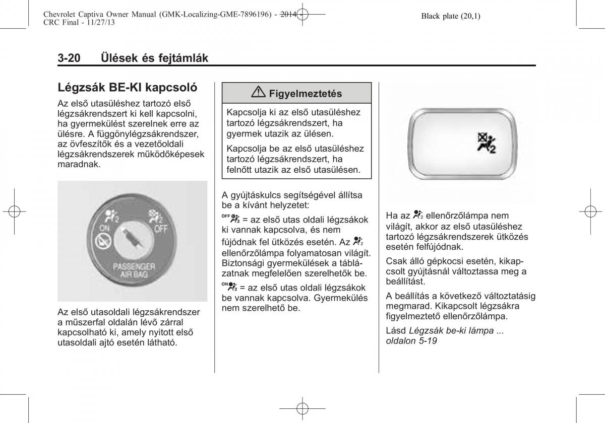 Chevrolet Captiva Kezelesi utmutato / page 62