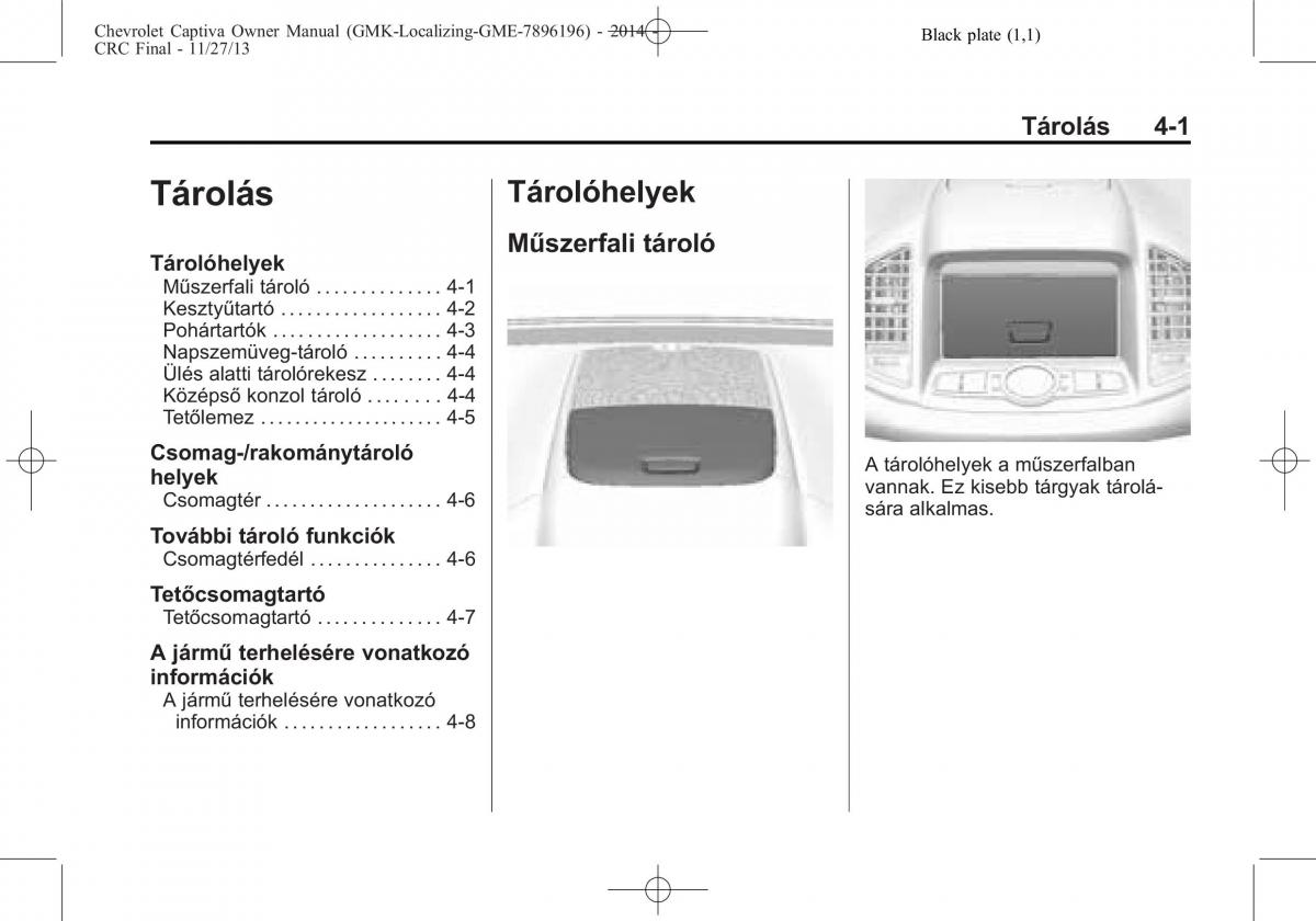 Chevrolet Captiva Kezelesi utmutato / page 71