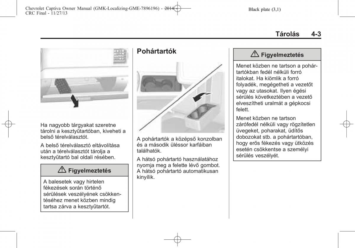 Chevrolet Captiva Kezelesi utmutato / page 73