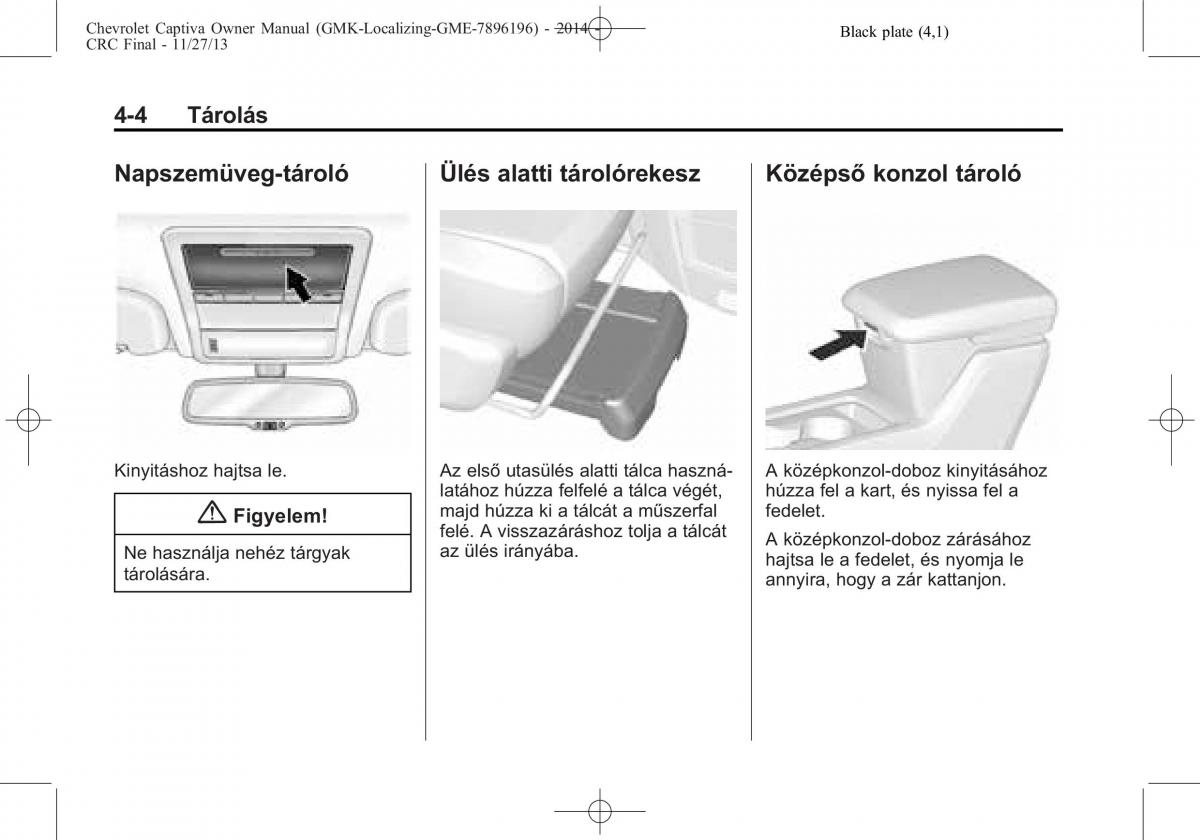 Chevrolet Captiva Kezelesi utmutato / page 74