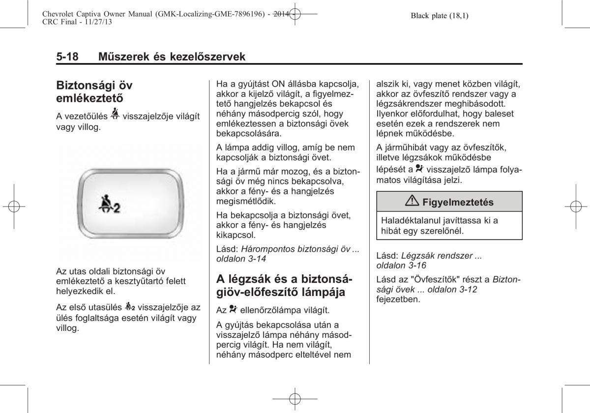 Chevrolet Captiva Kezelesi utmutato / page 98