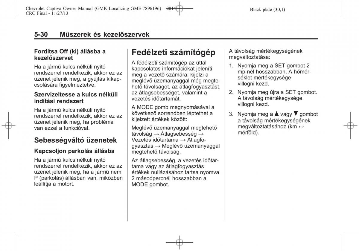 Chevrolet Captiva Kezelesi utmutato / page 110