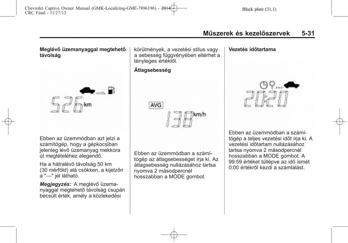 Chevrolet Captiva Kezelesi utmutato / page 111