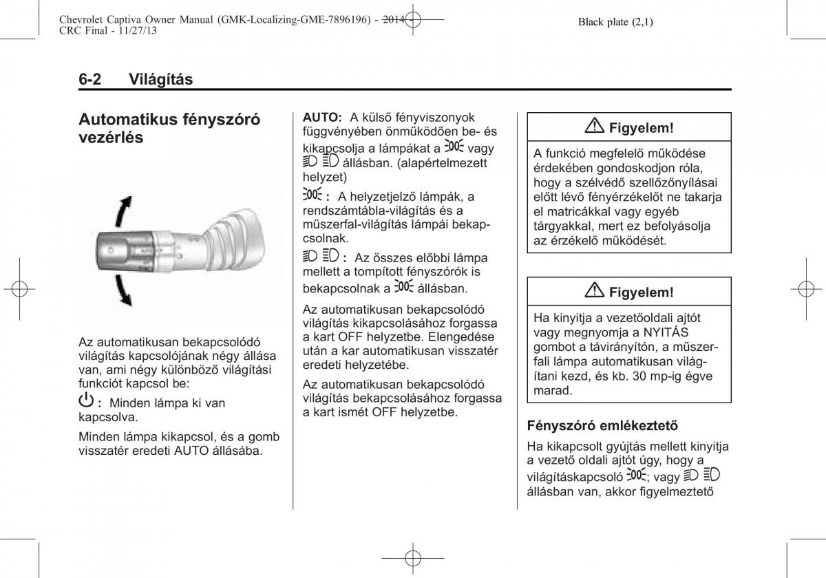 Chevrolet Captiva Kezelesi utmutato / page 116