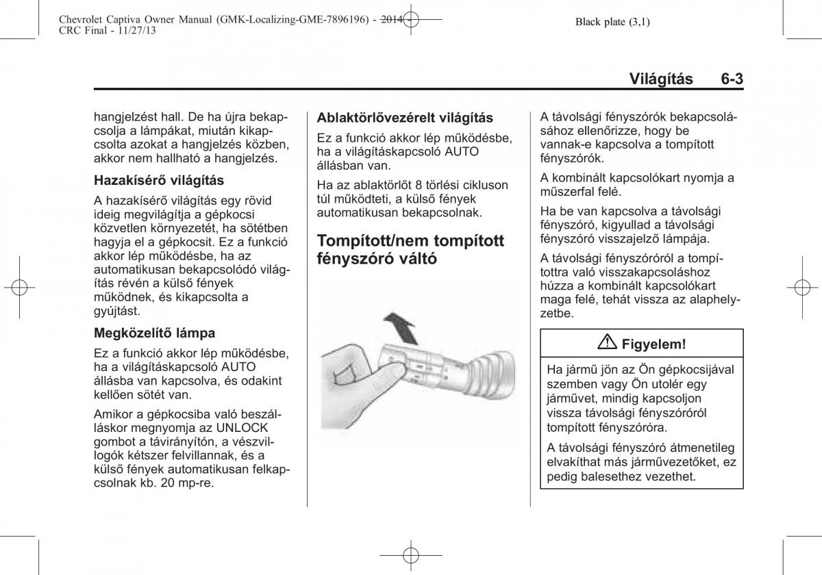 Chevrolet Captiva Kezelesi utmutato / page 117