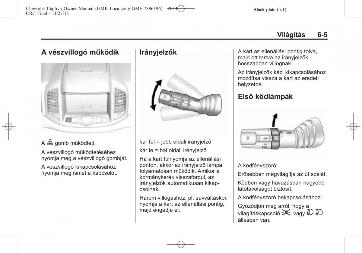 Chevrolet Captiva Kezelesi utmutato / page 119