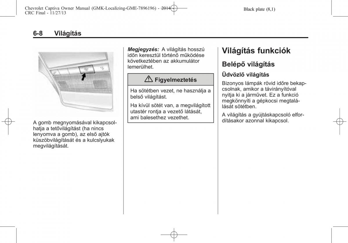 Chevrolet Captiva Kezelesi utmutato / page 122