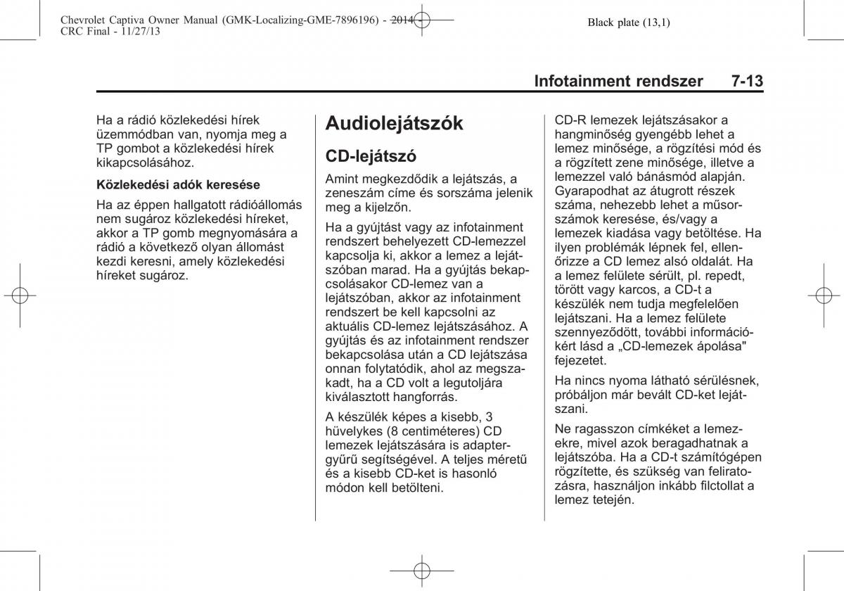 Chevrolet Captiva Kezelesi utmutato / page 137