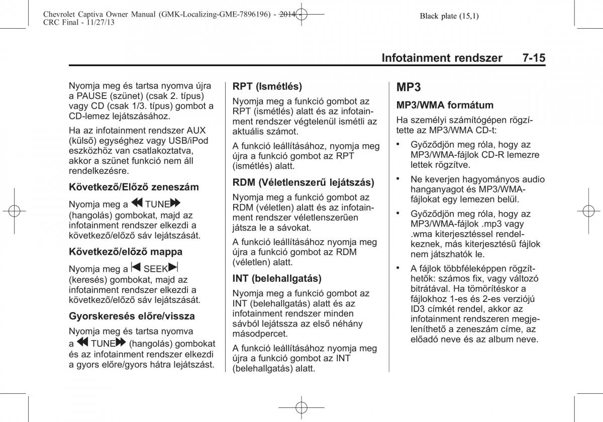 Chevrolet Captiva Kezelesi utmutato / page 139