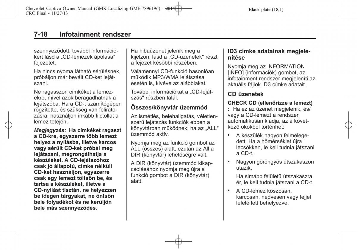 Chevrolet Captiva Kezelesi utmutato / page 142