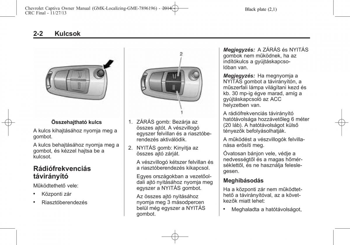 Chevrolet Captiva Kezelesi utmutato / page 20