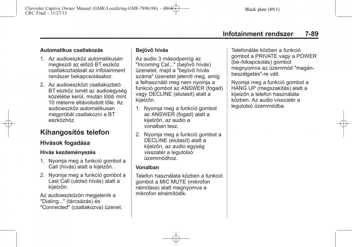 Chevrolet Captiva Kezelesi utmutato / page 213