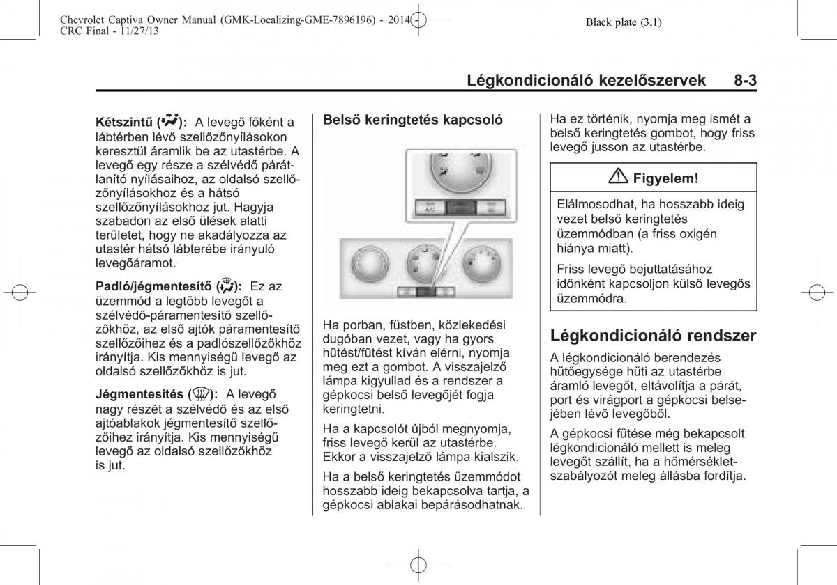 Chevrolet Captiva Kezelesi utmutato / page 217