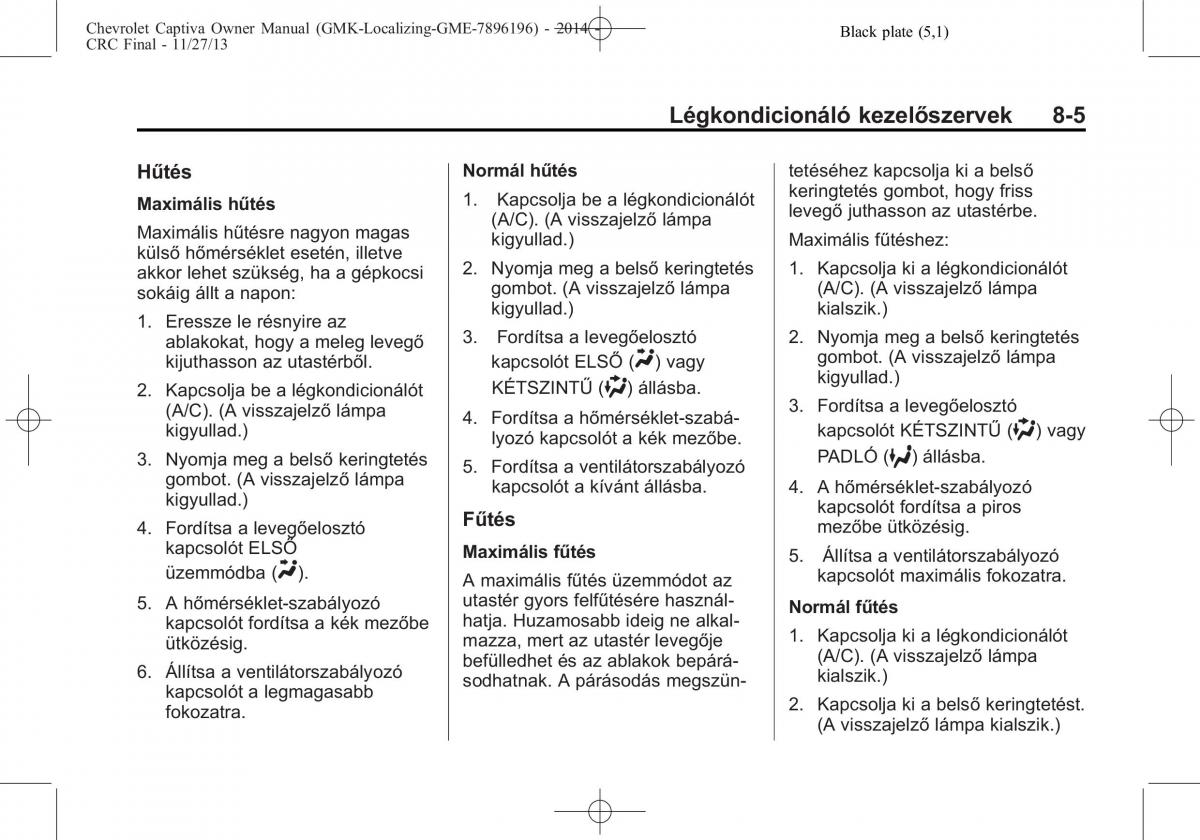 Chevrolet Captiva Kezelesi utmutato / page 219