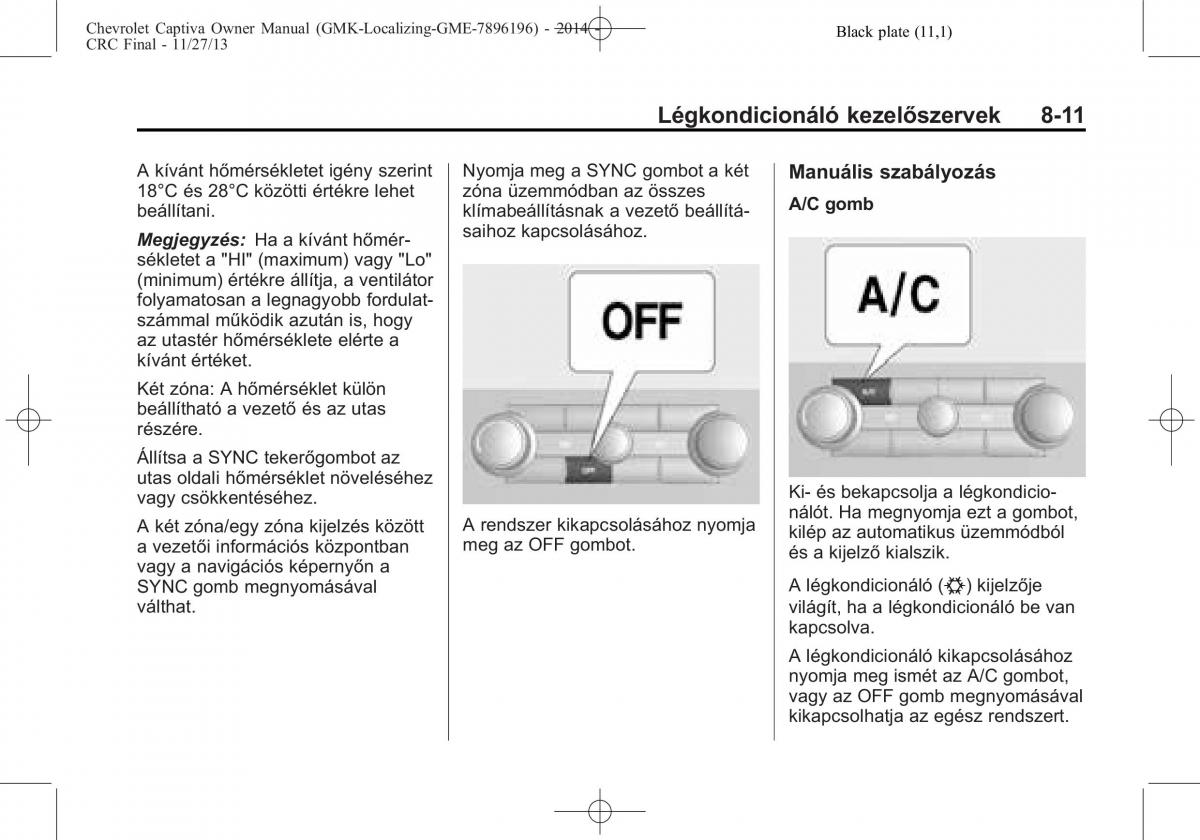 Chevrolet Captiva Kezelesi utmutato / page 225