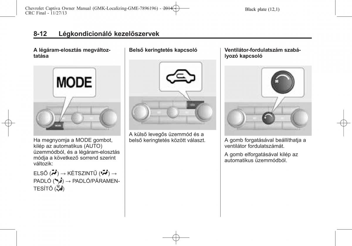 Chevrolet Captiva Kezelesi utmutato / page 226