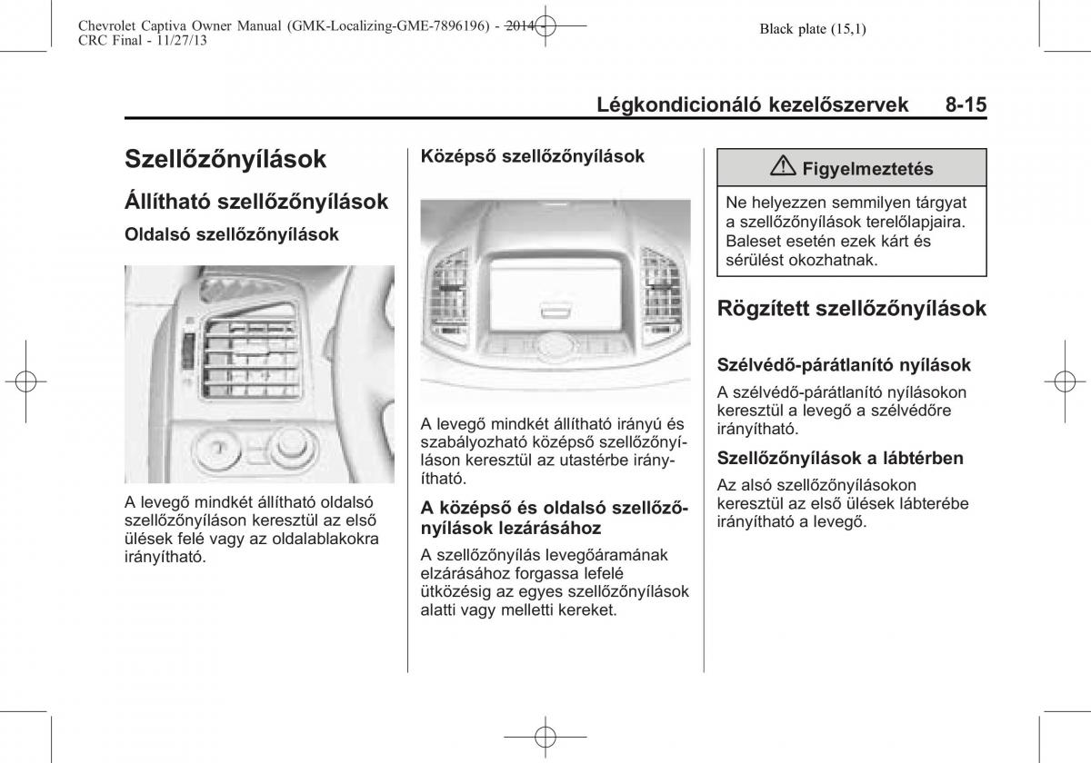 Chevrolet Captiva Kezelesi utmutato / page 229