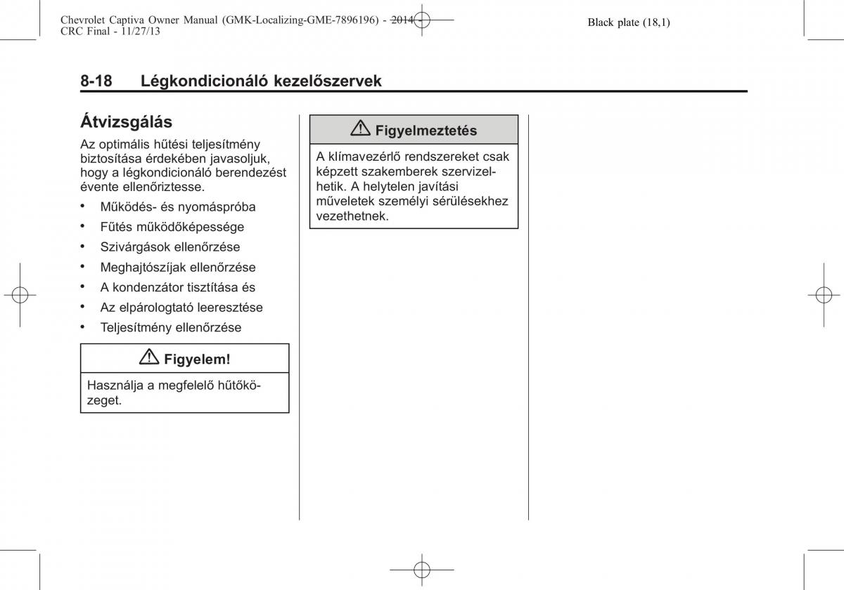 Chevrolet Captiva Kezelesi utmutato / page 232