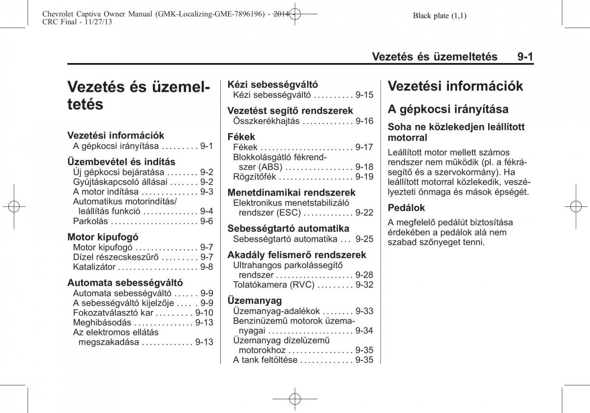 Chevrolet Captiva Kezelesi utmutato / page 233