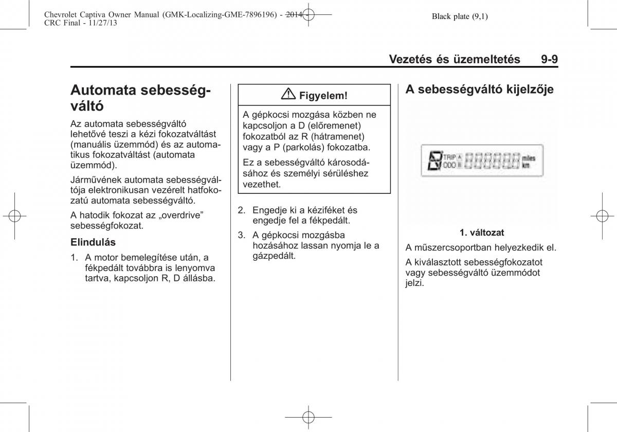 Chevrolet Captiva Kezelesi utmutato / page 241