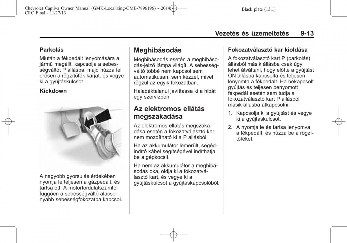 Chevrolet Captiva Kezelesi utmutato / page 245