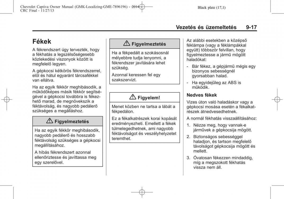 Chevrolet Captiva Kezelesi utmutato / page 249