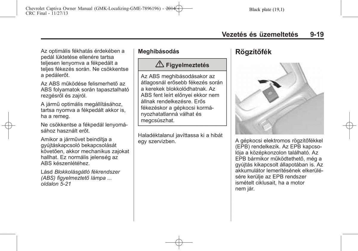 Chevrolet Captiva Kezelesi utmutato / page 251