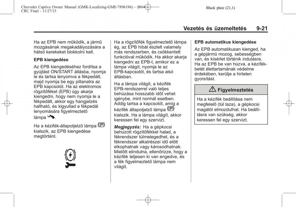 Chevrolet Captiva Kezelesi utmutato / page 253