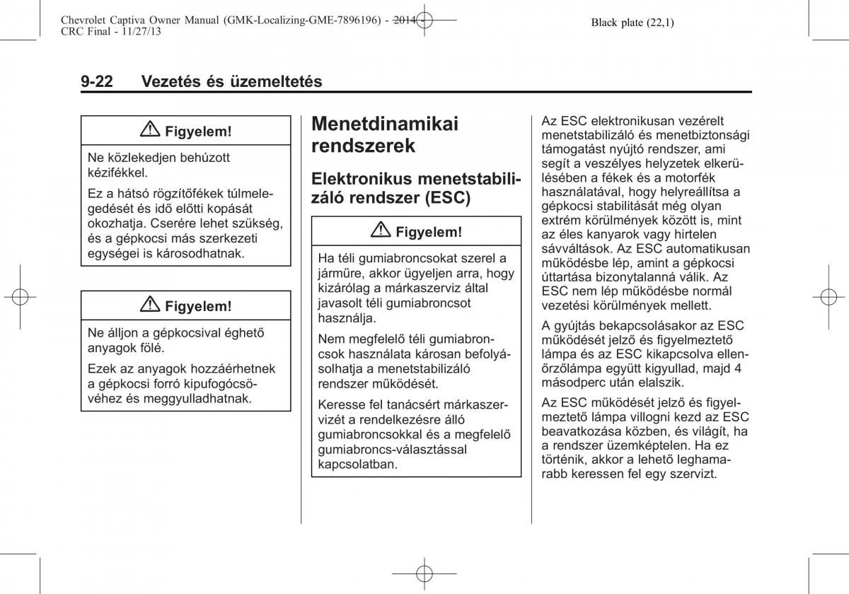 Chevrolet Captiva Kezelesi utmutato / page 254