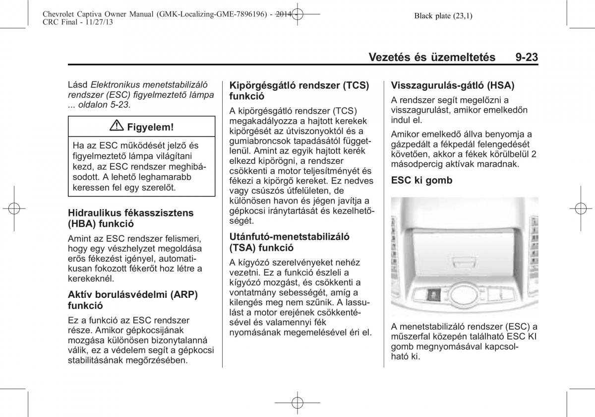 Chevrolet Captiva Kezelesi utmutato / page 255