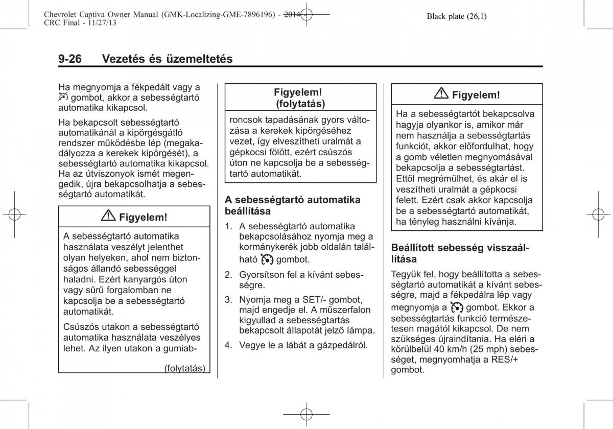 Chevrolet Captiva Kezelesi utmutato / page 258