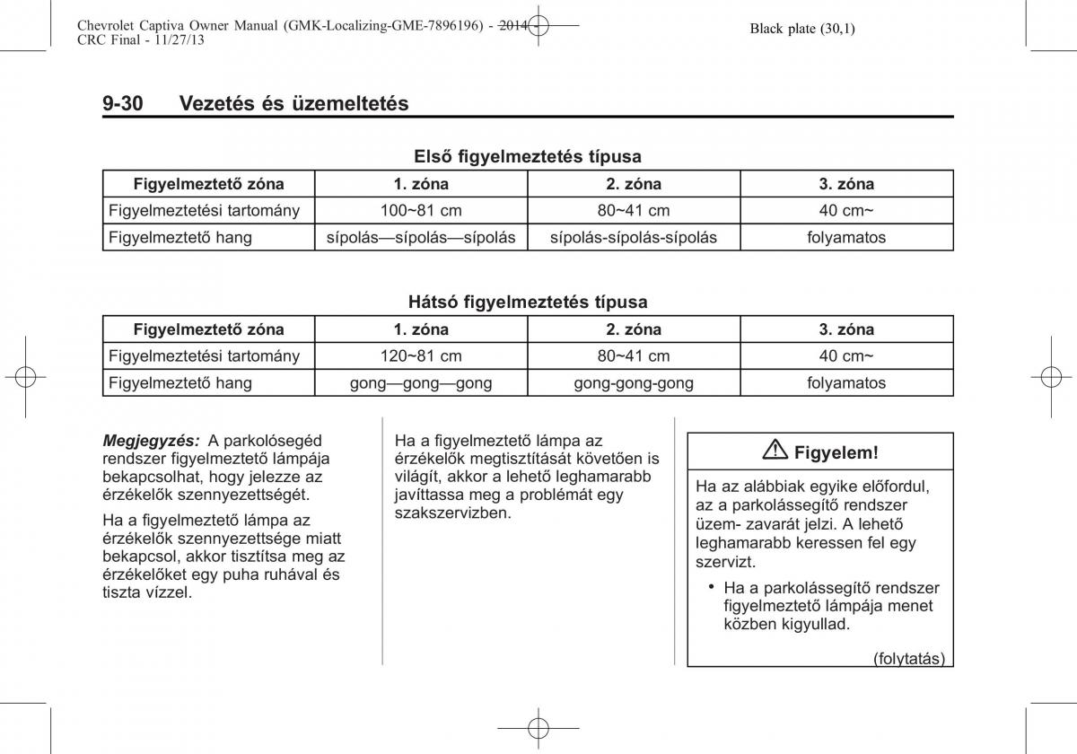 Chevrolet Captiva Kezelesi utmutato / page 262