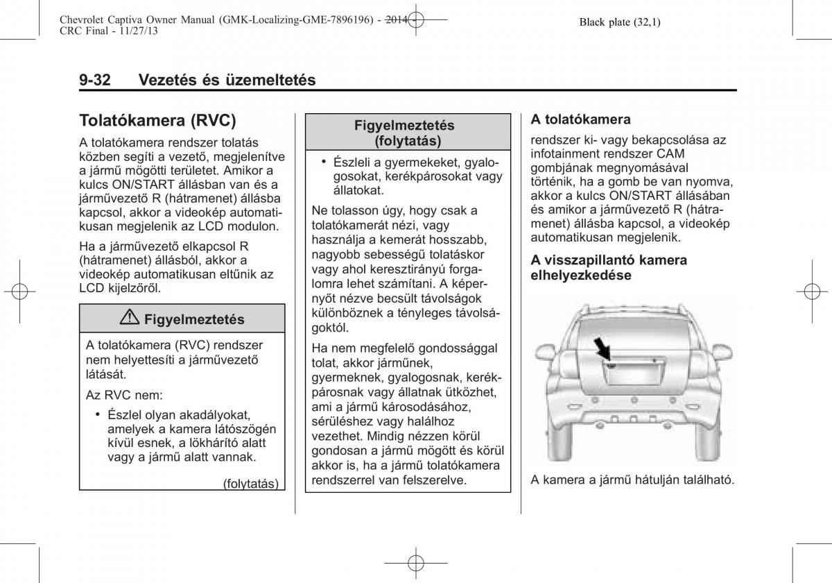 Chevrolet Captiva Kezelesi utmutato / page 264