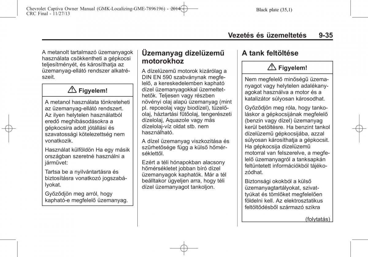 Chevrolet Captiva Kezelesi utmutato / page 267