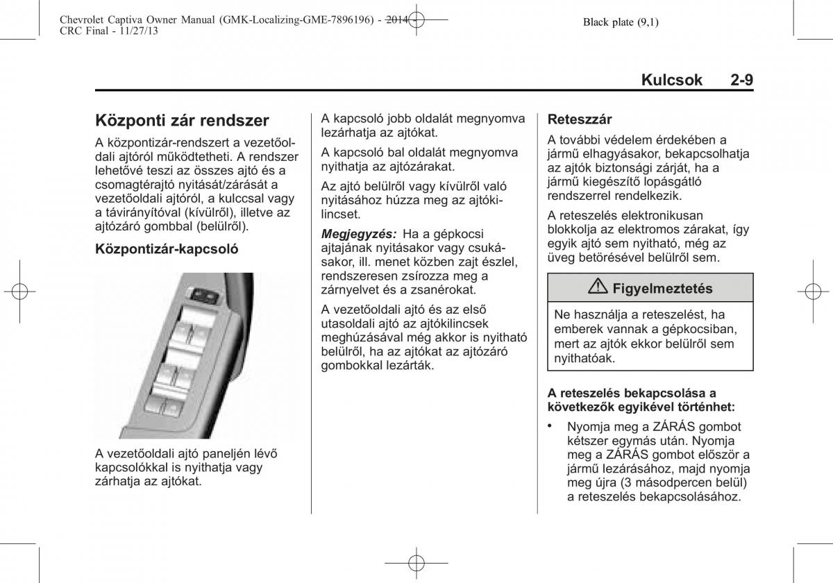 Chevrolet Captiva Kezelesi utmutato / page 27