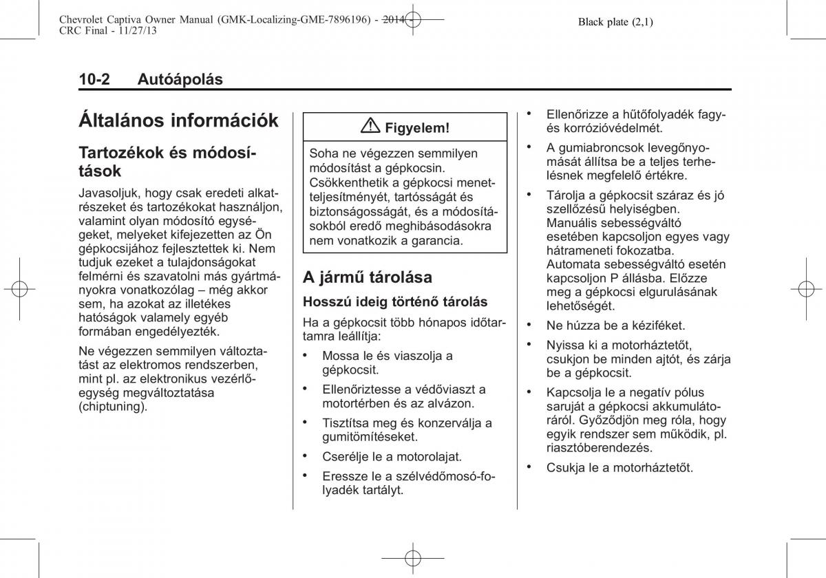 Chevrolet Captiva Kezelesi utmutato / page 272