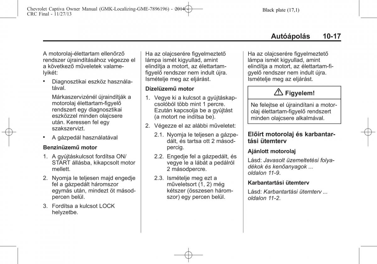 Chevrolet Captiva Kezelesi utmutato / page 287