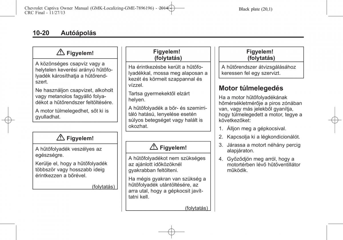 Chevrolet Captiva Kezelesi utmutato / page 290