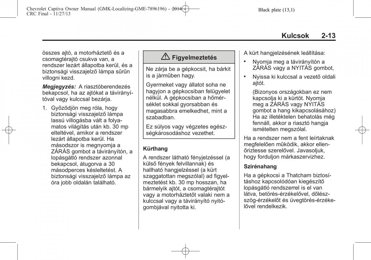 Chevrolet Captiva Kezelesi utmutato / page 31