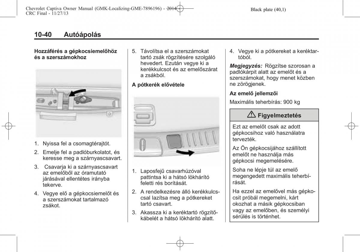 Chevrolet Captiva Kezelesi utmutato / page 310