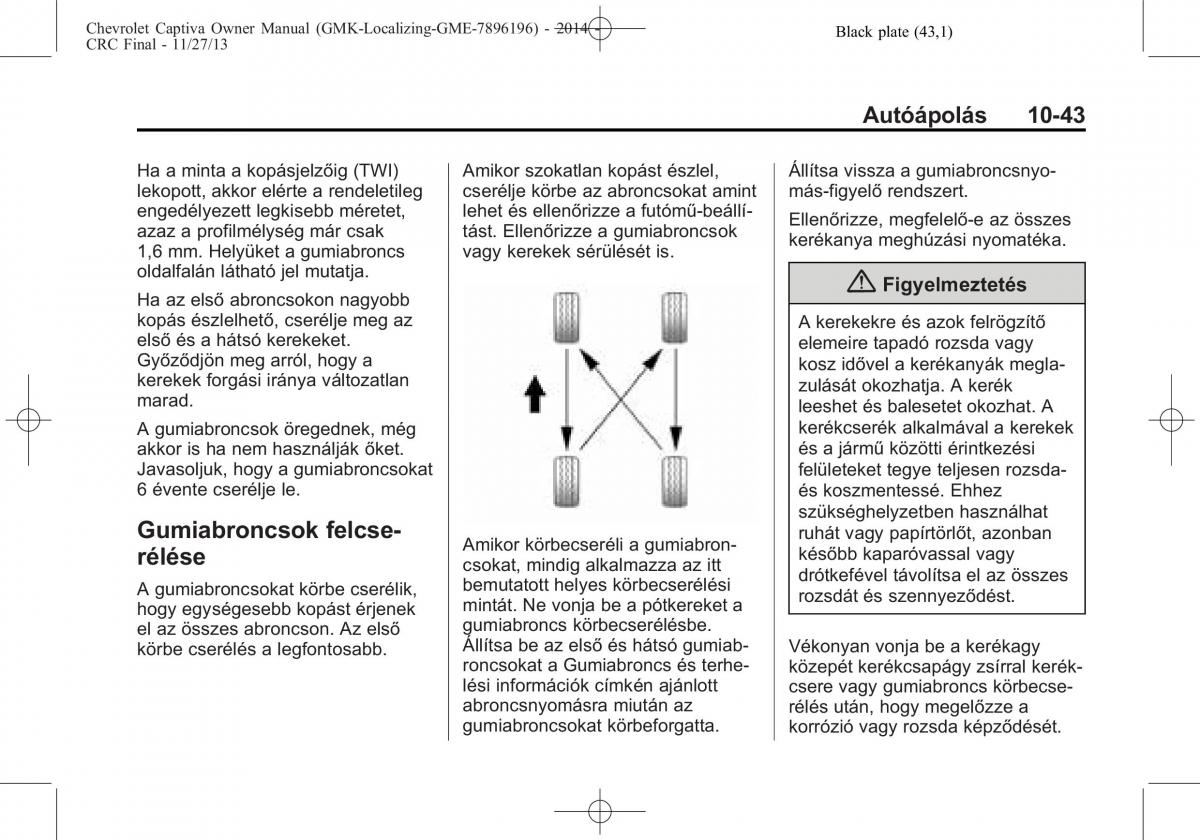 Chevrolet Captiva Kezelesi utmutato / page 313