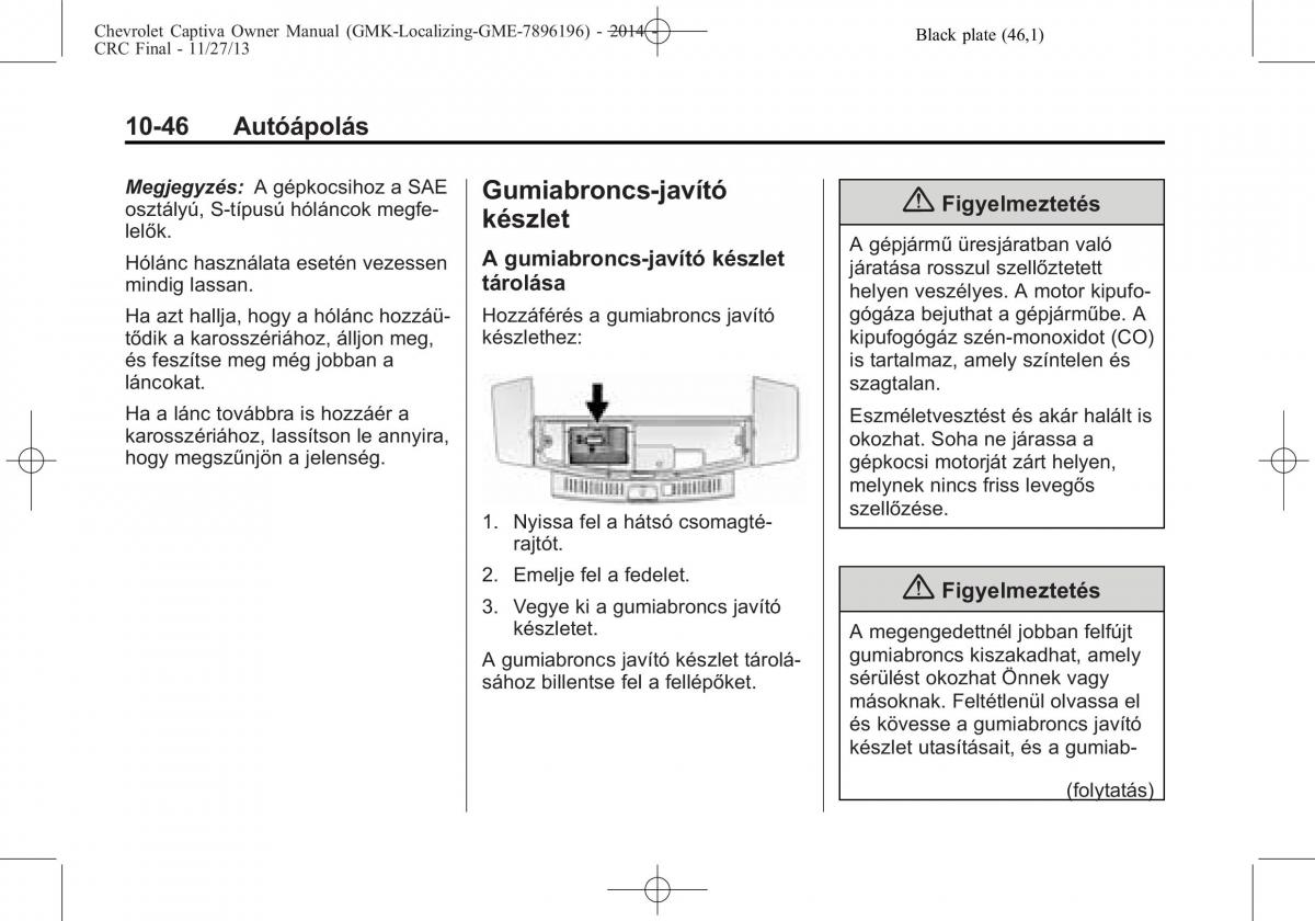 Chevrolet Captiva Kezelesi utmutato / page 316