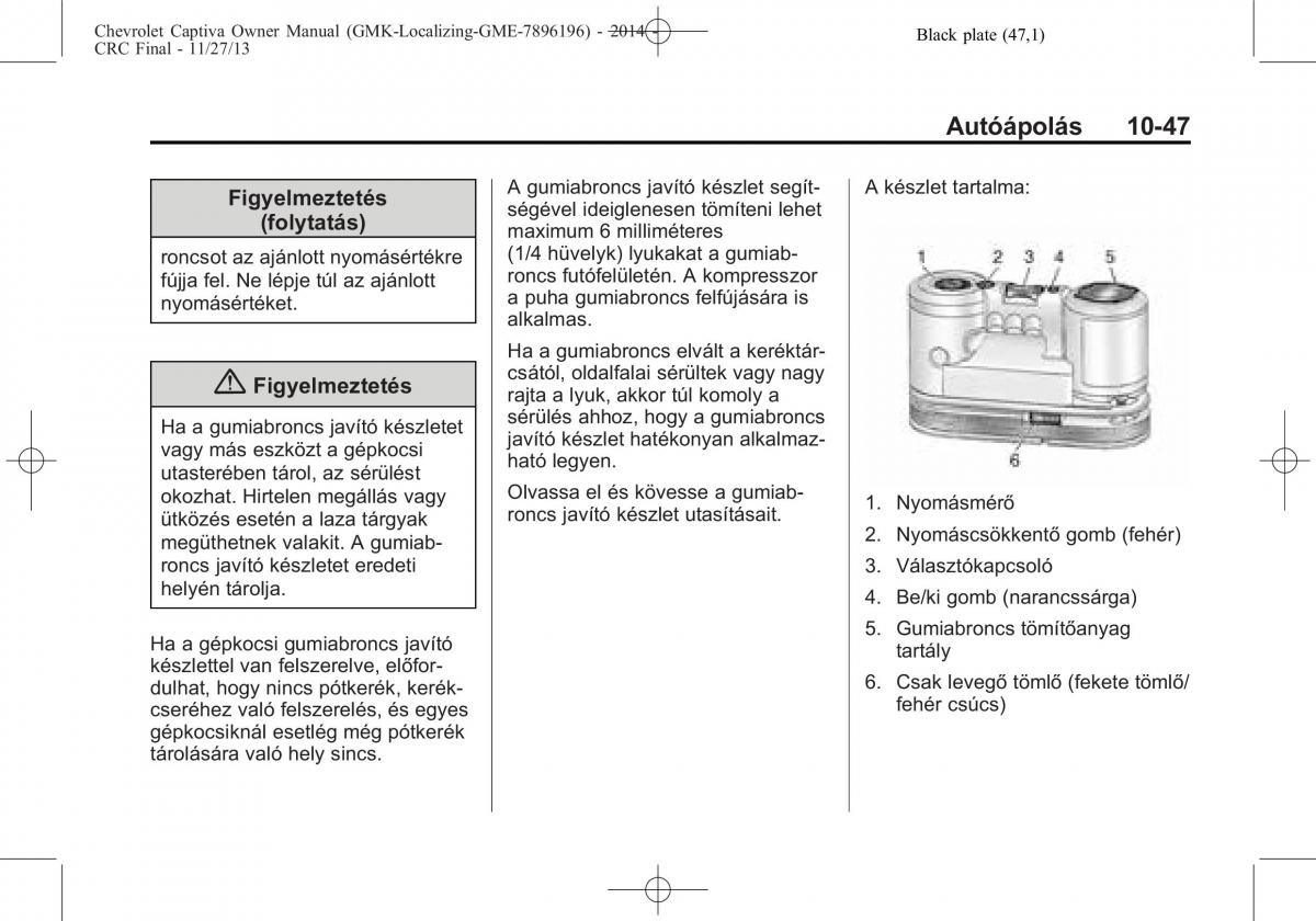 Chevrolet Captiva Kezelesi utmutato / page 317