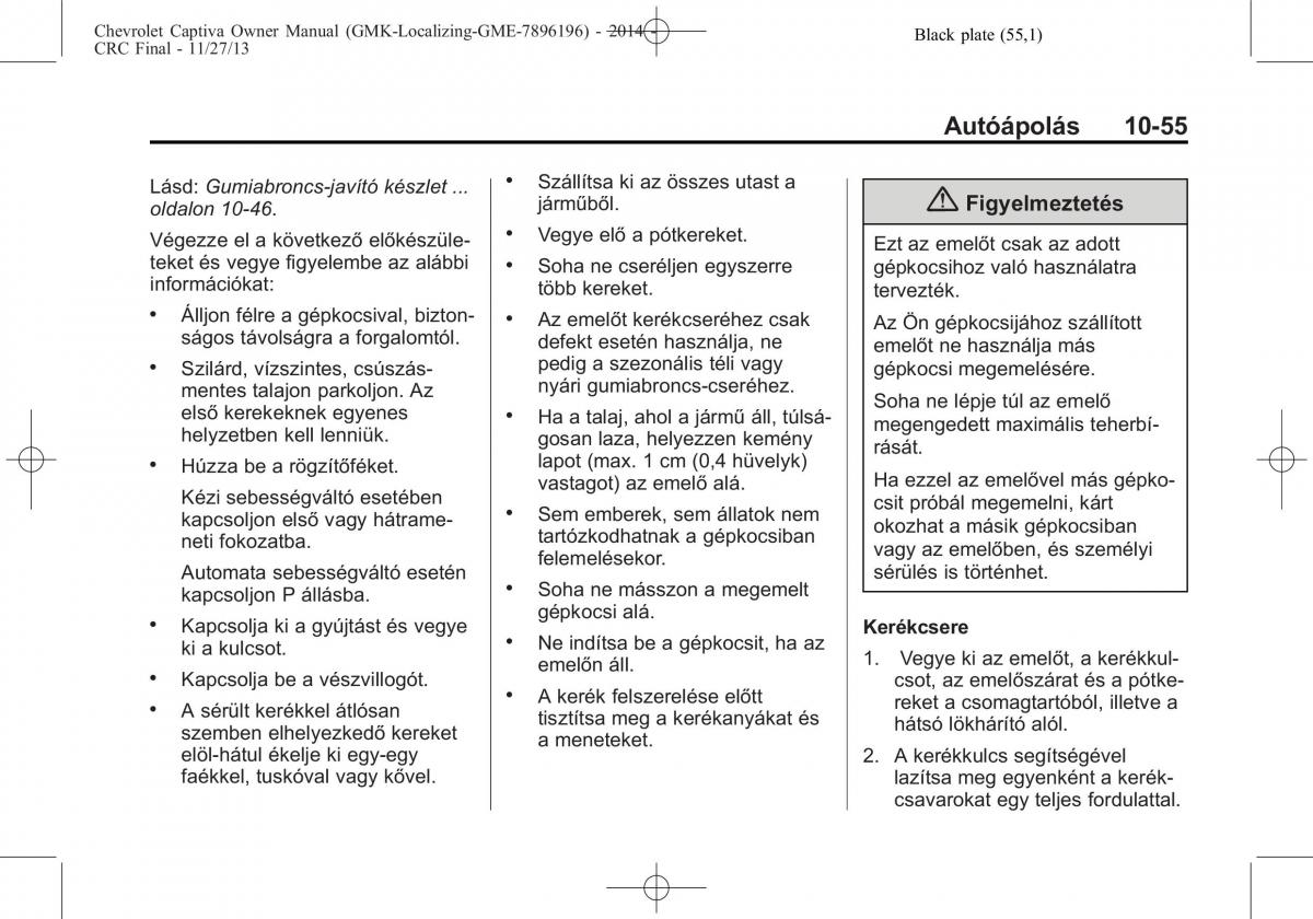 Chevrolet Captiva Kezelesi utmutato / page 325