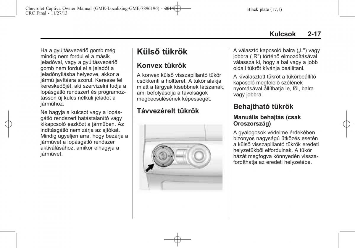 Chevrolet Captiva Kezelesi utmutato / page 35