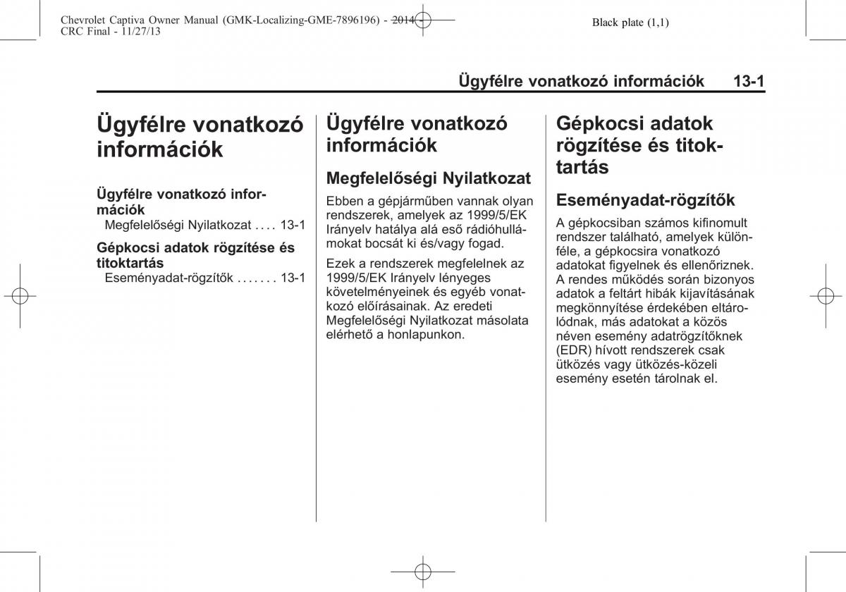 Chevrolet Captiva Kezelesi utmutato / page 357