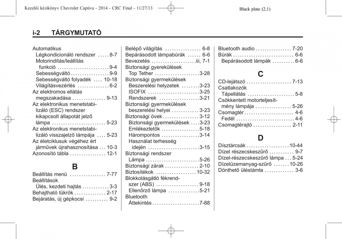 Chevrolet Captiva Kezelesi utmutato / page 360