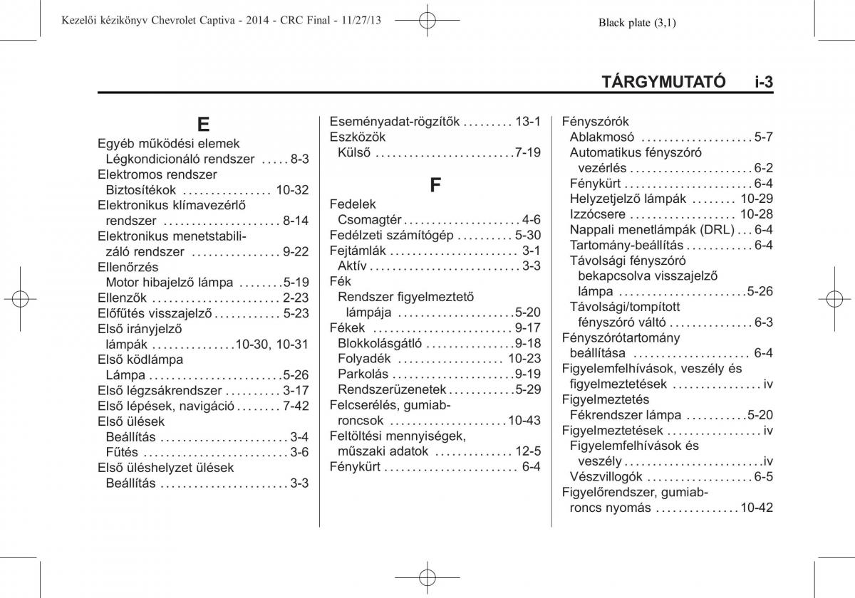 Chevrolet Captiva Kezelesi utmutato / page 361