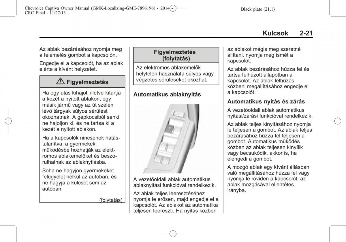 Chevrolet Captiva Kezelesi utmutato / page 39