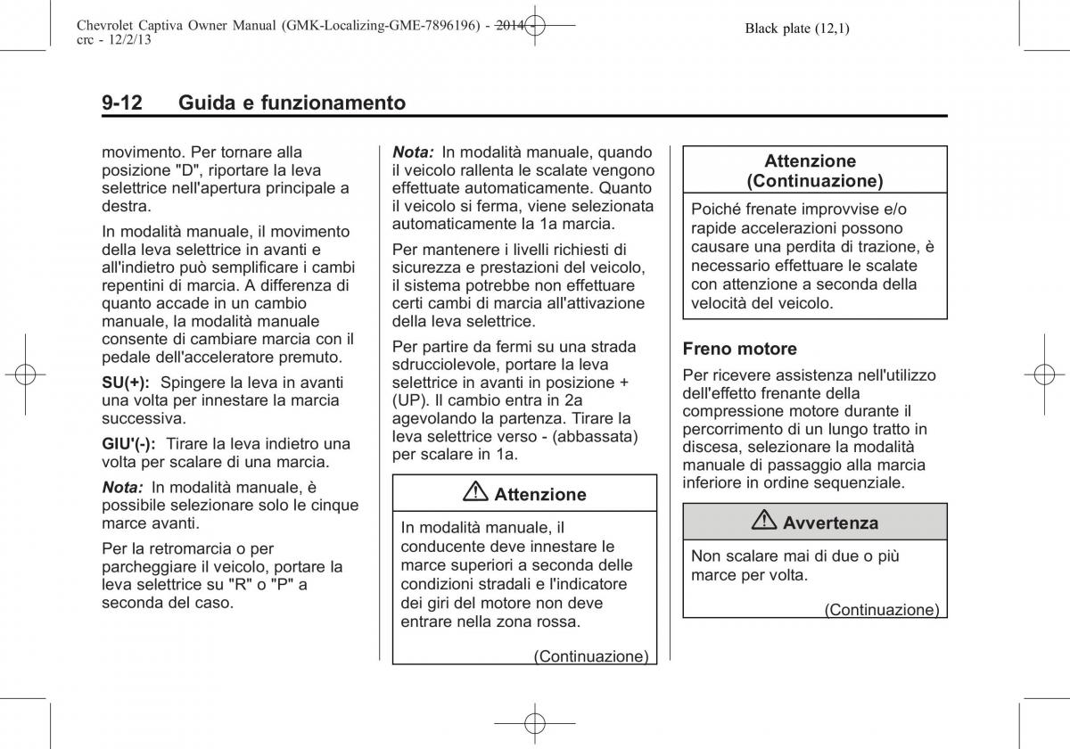 Chevrolet Captiva manuale del proprietario / page 250